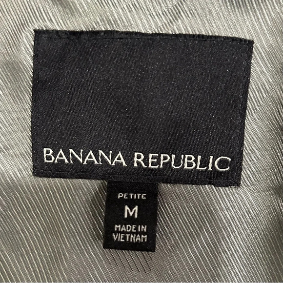 Banana Republic Green Zip Belted Windbreaker Utility Parka Jacket Petite Size M - Picture 5 of 10